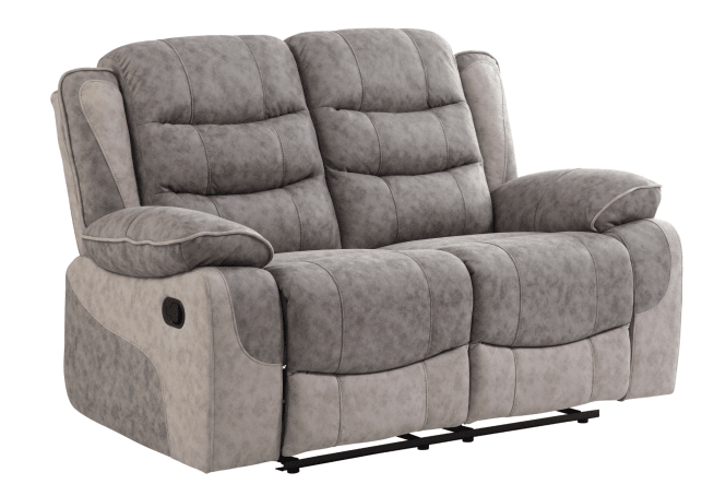 Paige Grey & Light Grey Fabric Recliner 2 Seater Sofa