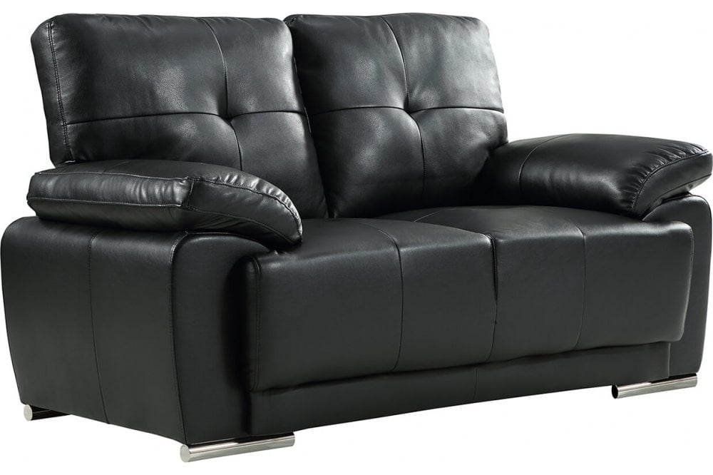 Sienna Black Leather 2 Seater Sofa Sofa
