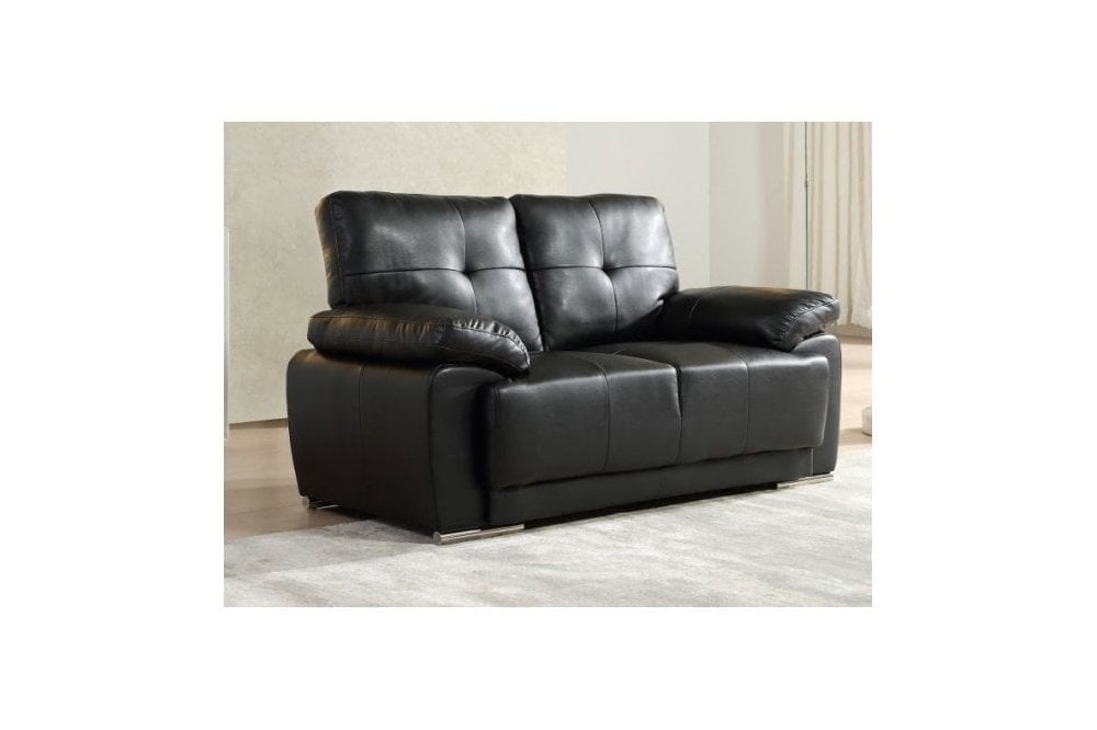 Sienna Black Leather Contemporary 3+2 Seater Sofa Set