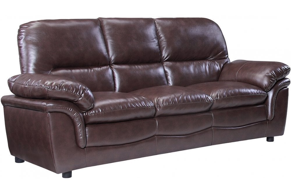 Ferona Brown Leather 3 Seater Sofa
