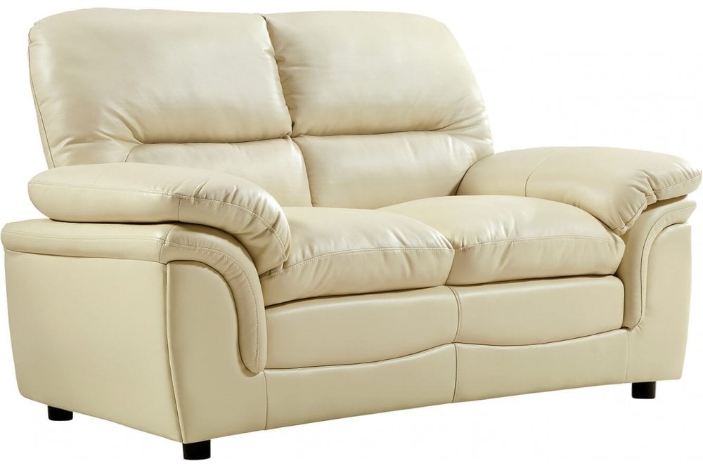 Ferona Cream Leather 2 Seater Sofa