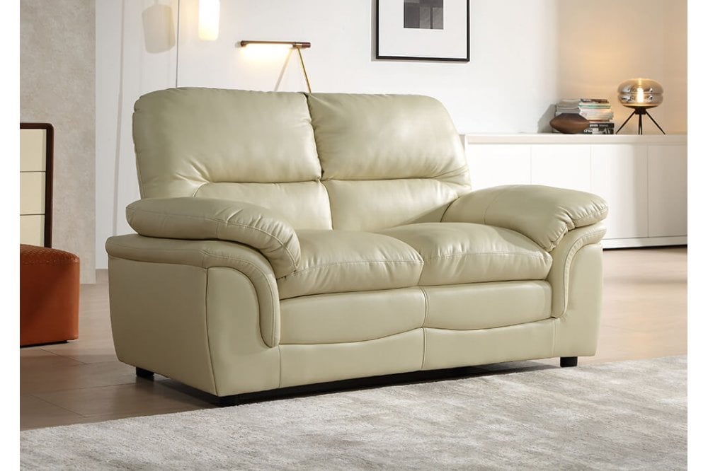 Ferona Cream Leather 2 Seater Sofa