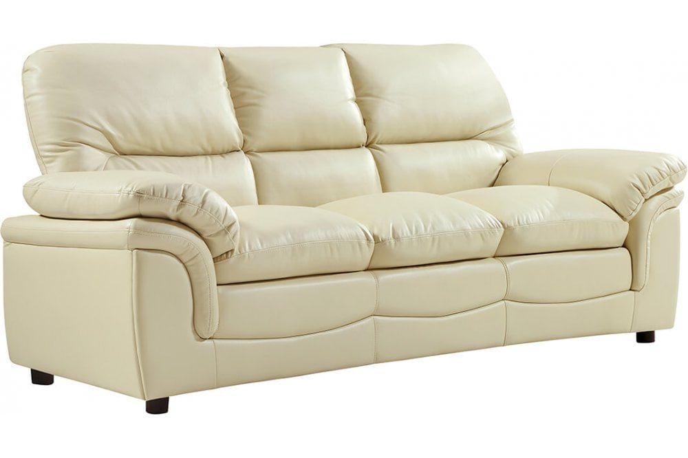 Ferona  Cream Leather 3 Seater Sofa