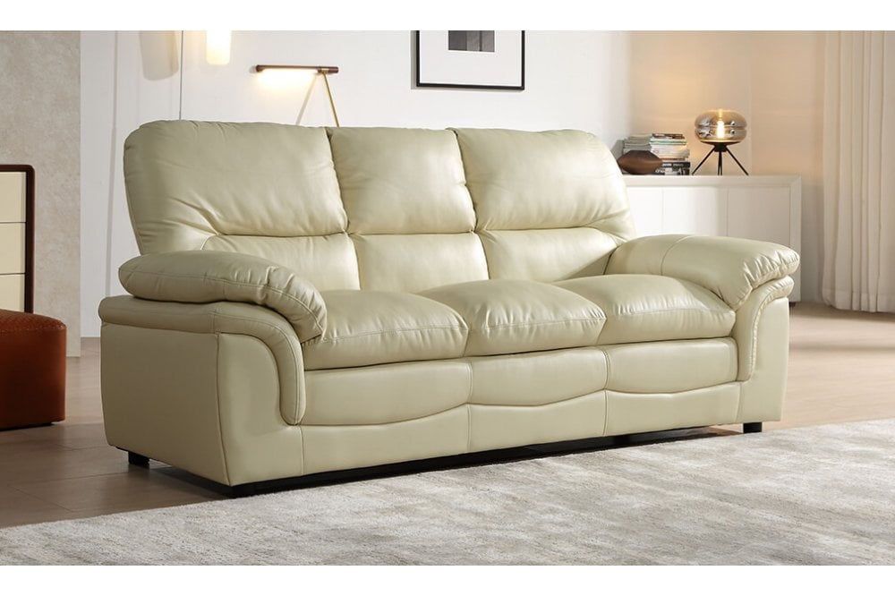 Ferona Cream Leather 3+2 Seater Sofa Set