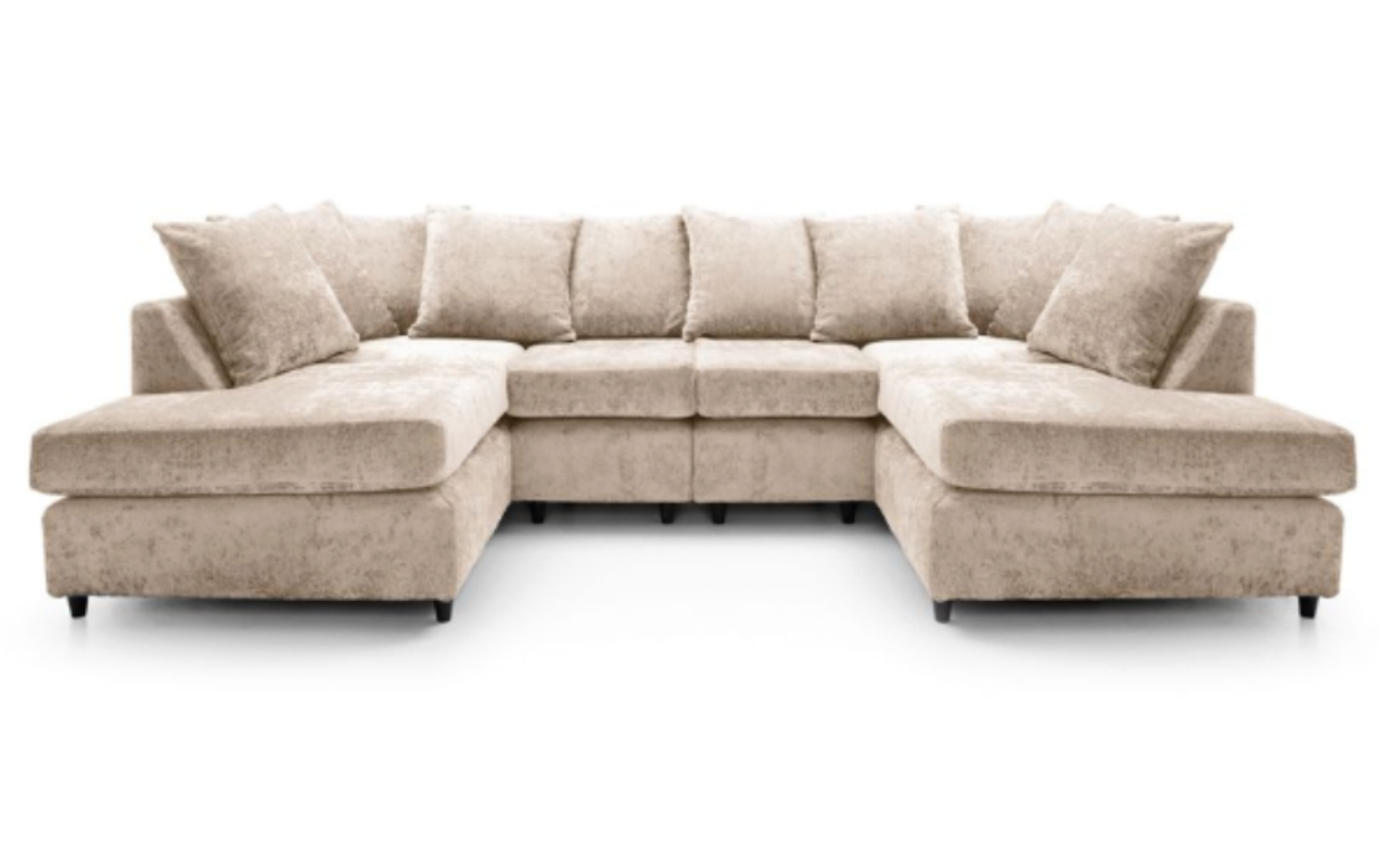 Heidi Cream Sand Chenille Fabric U - Shaped Sofa