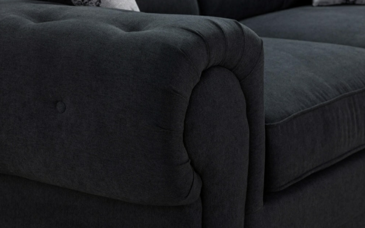 Serona Black Fabric Full Back Corner Sofa