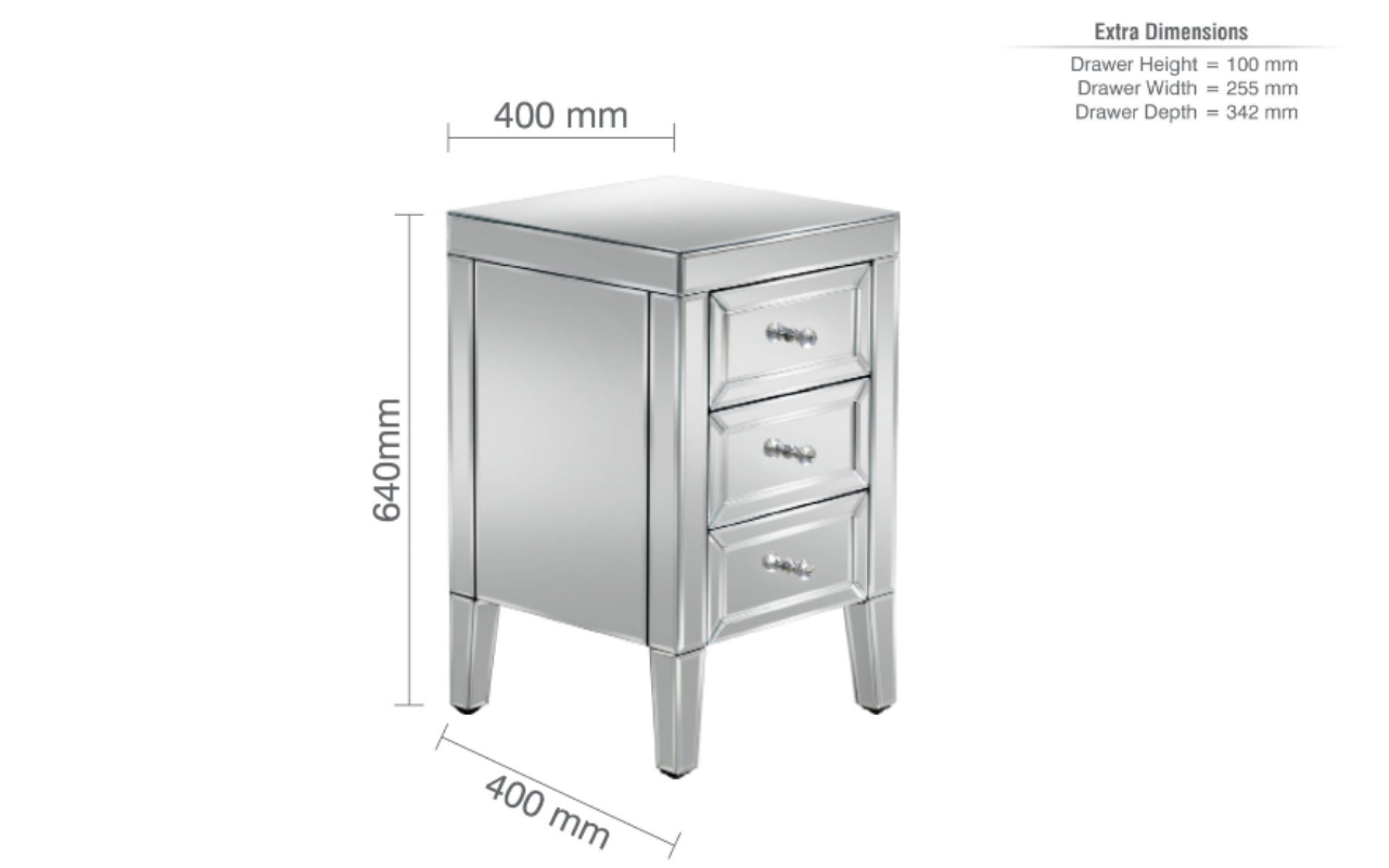 Valencia 3 Drawer Bedside