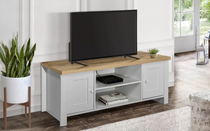 Highgate Living Room Set : Grey - MDP . Large TV Unit,  2 Drawer Coffee Table  & 2 Drawer Console Table