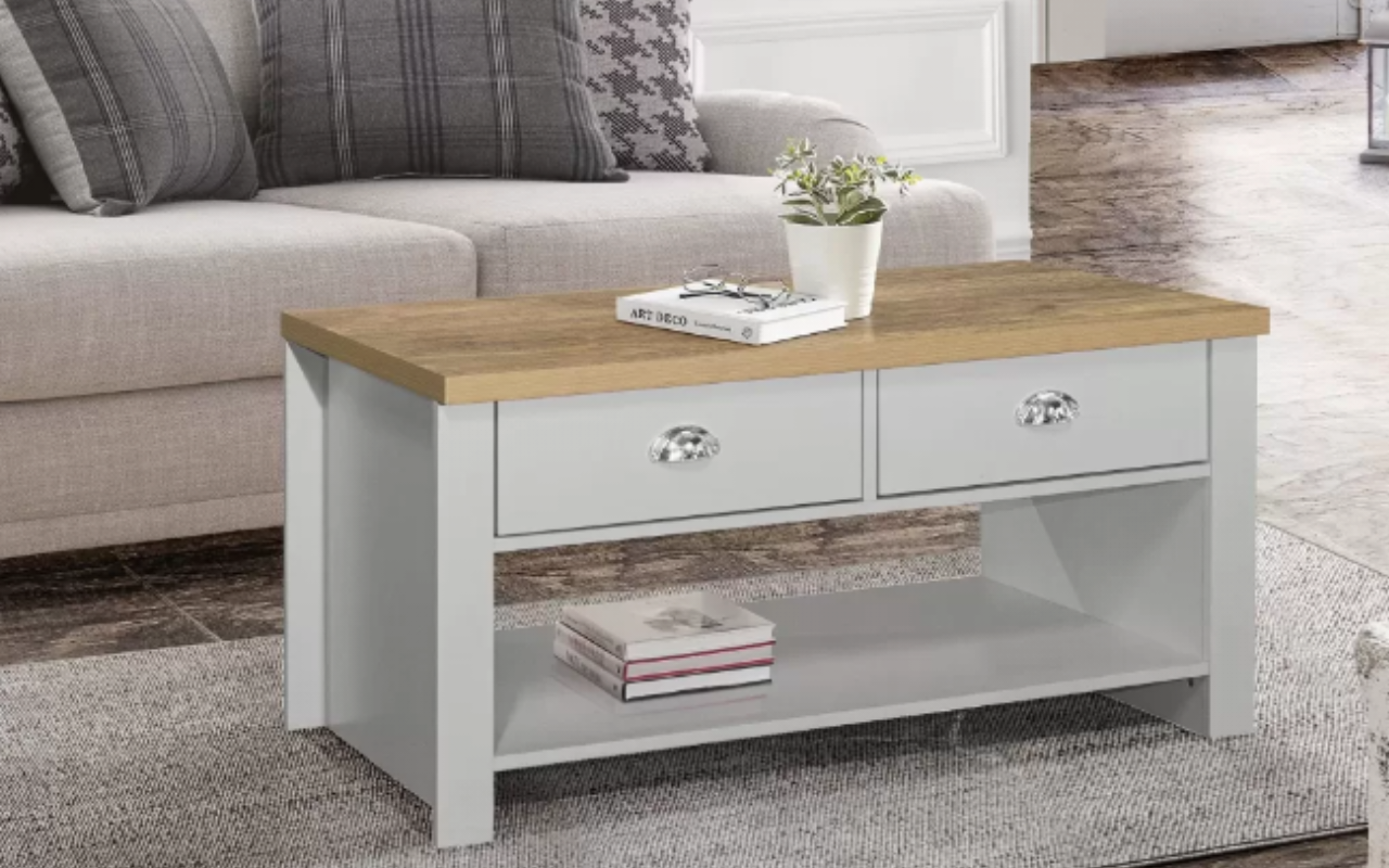 Highgate Living Room Set : Grey - MDP . Large TV Unit,  2 Drawer Coffee Table  & 2 Drawer Console Table