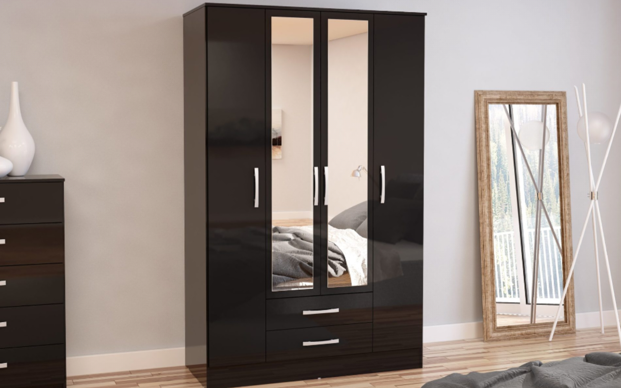  Lynx 4 Door 2 Drawer Wardrobe with Mirror + 5 Drawer Chest Set