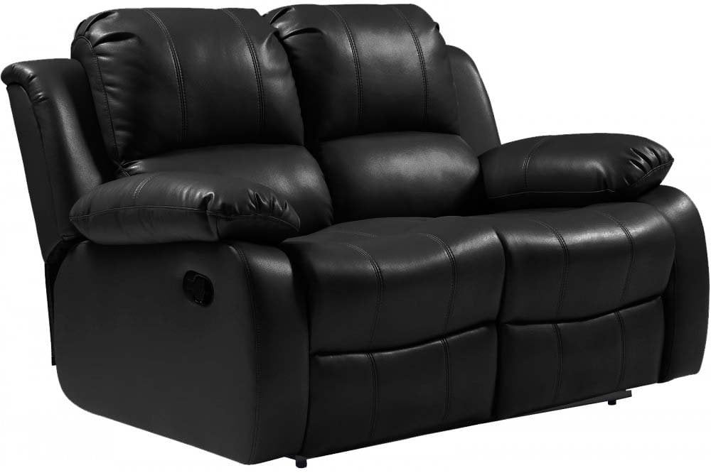 Valencia Black Leather 2 Seater Recliner Sofa