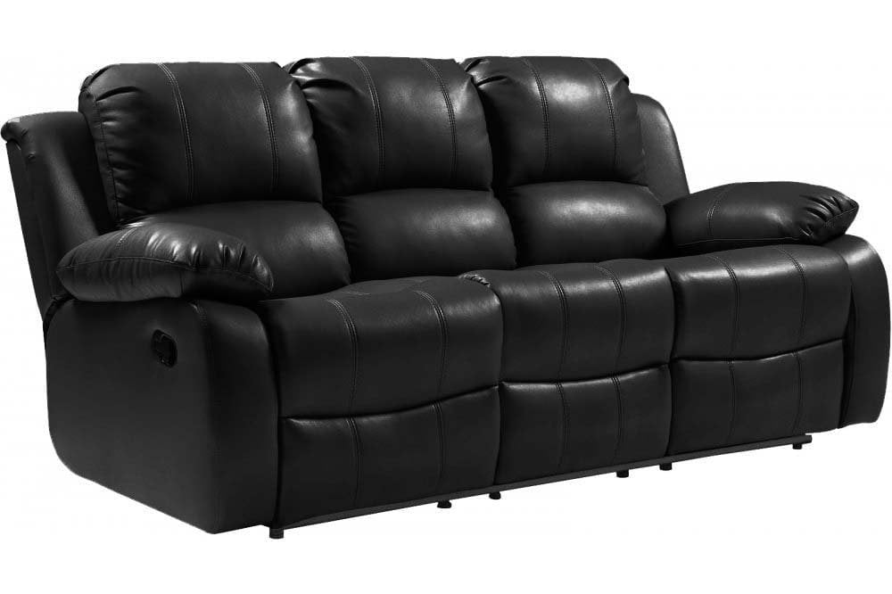 Valencia Black Leather 3 Seater Recliner Sofa