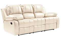 Valencia Cream Leather 3 Seater Recliner Sofa