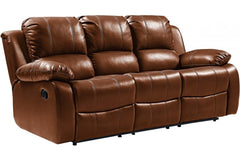 Valencia Tan Leather 3 Seater Recliner Sofa